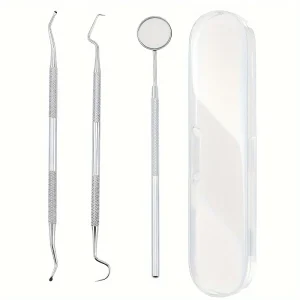 Tooth Tools Set,Stainless Steel Oral Hygiene Kit With Mouth Mirror,Non-Slip Patterned Handle Teeth Cleaning,Oral Care Essential
