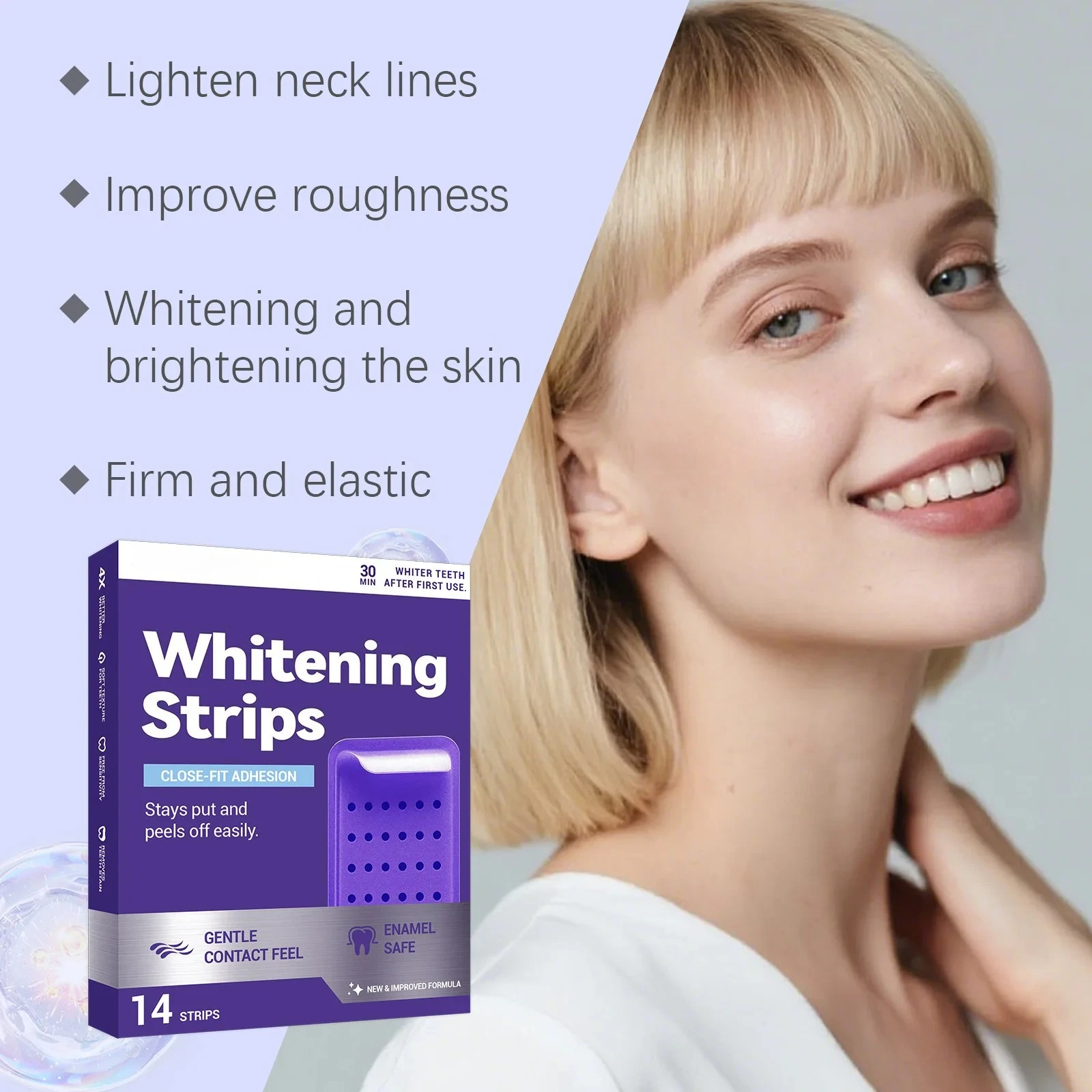 Purple Teeth Whitening Strips Oral Hygiene Fresh Breath Brighten Tooth Bleaching Long Lasting Oral Care Tooth Whitener Patches - Image 3