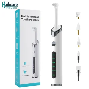 Electric Tooth Polisher Teeth Whitening Cleaner 5 Speed Modes With 5 Brush Heads LED Light Plaque Dental Tartar Remover Tool Set